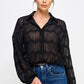 Romantic Sheer Button Front Blouse
