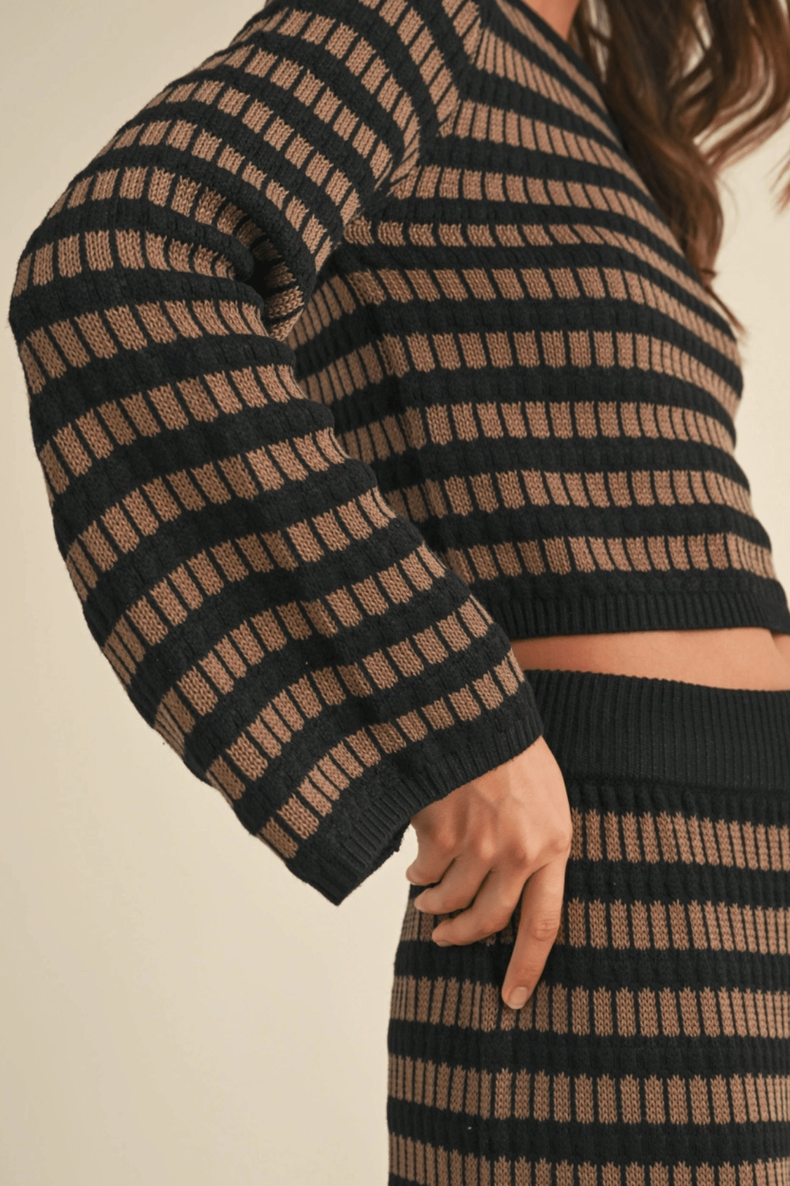 The Katie Mixed Pattern Knit Long Sleeve