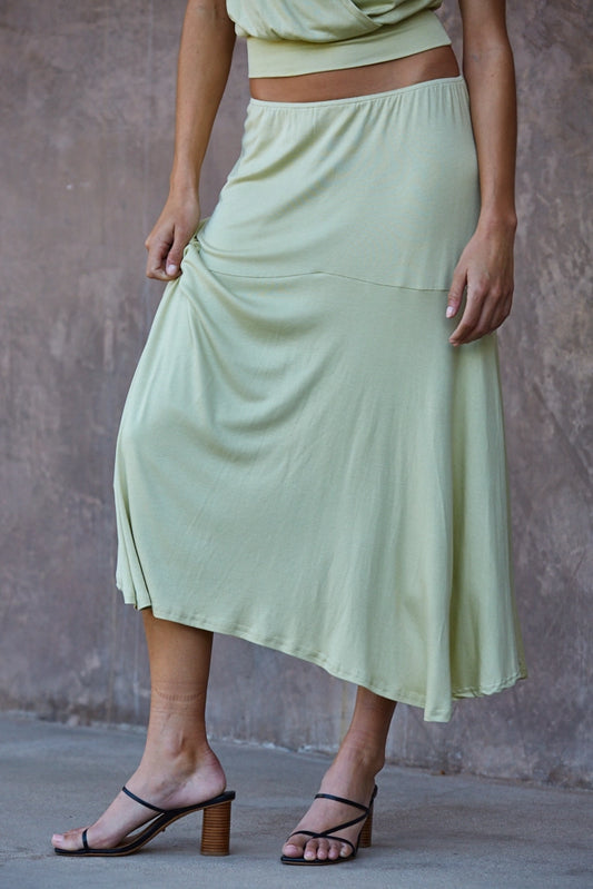 Knit Viscose Spandex Midi Skirt