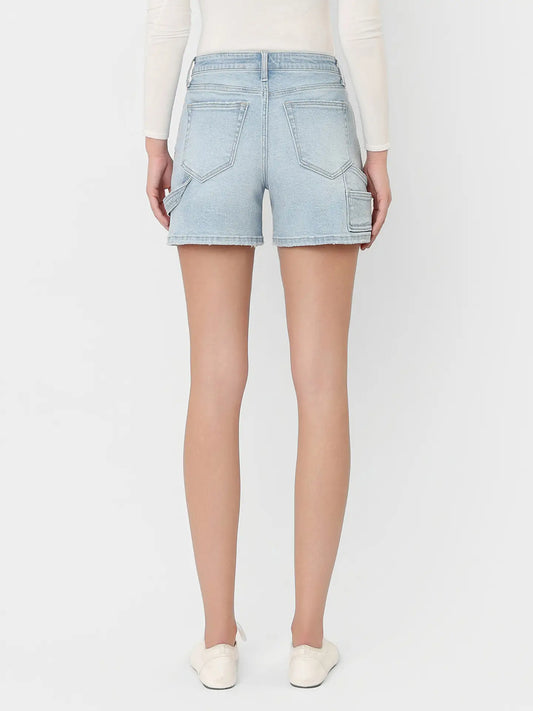 High Rise Light Wash Carpenter Shorts