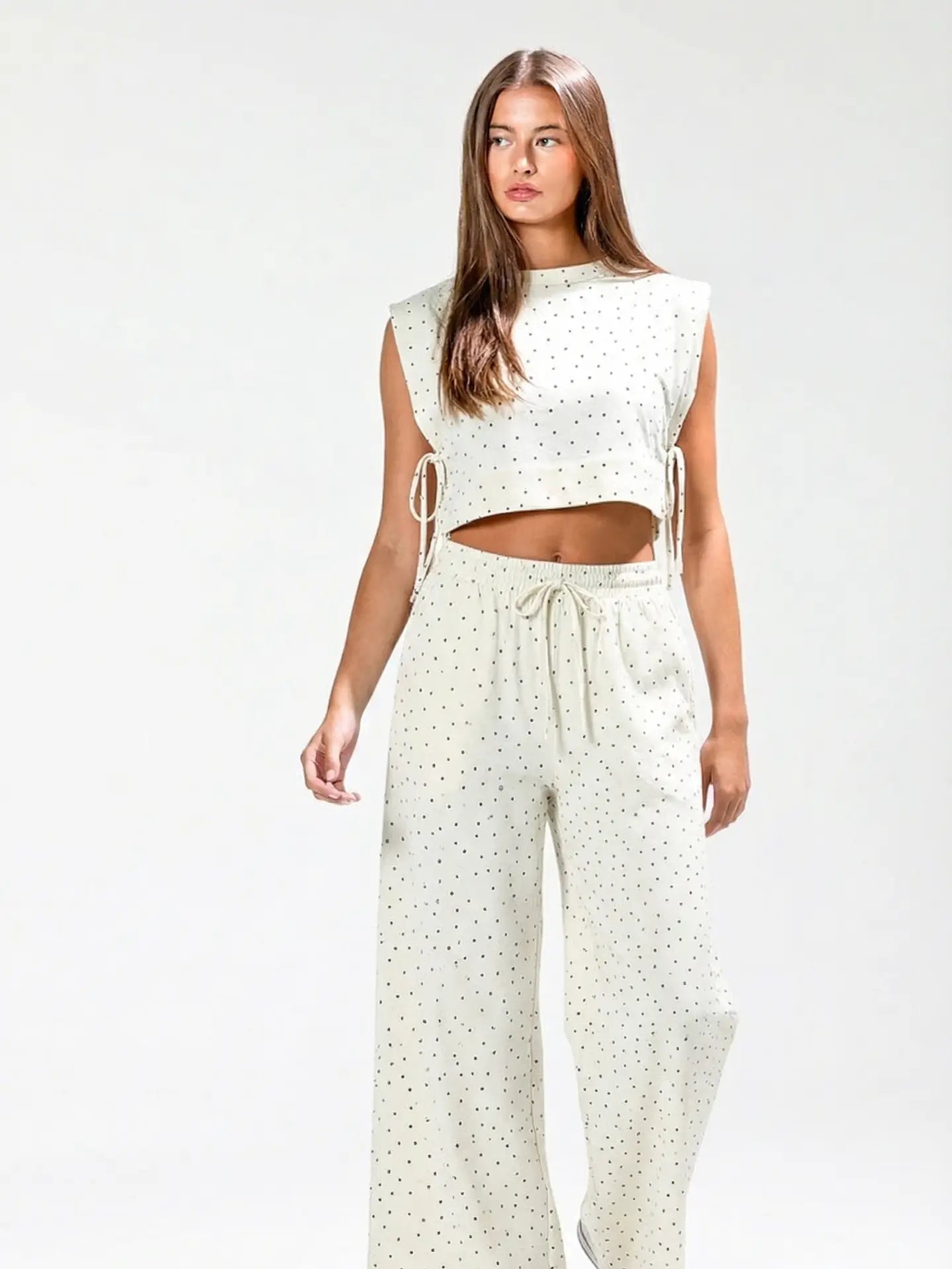 Sleeveless Side Tie Polka Dot Top
