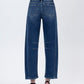 High Rise Dark Wash Barrel Leg Jeans