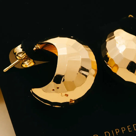 Gold Dipped Geometric Round Hoop Earrings