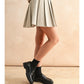 Mini Accordion Style Skirt with Velvet Trim