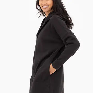 Longline Zip-Up Jacket with Hood