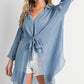 Tie-Front Dophin Hem Tunic Shirt