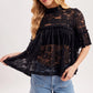 Mock Neck Baby Doll Lace Top with No Lining