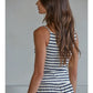 Knit Cotton Spandex Striped Square Neck Cami