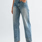 Studded High-Waist Straight-Leg Jeans