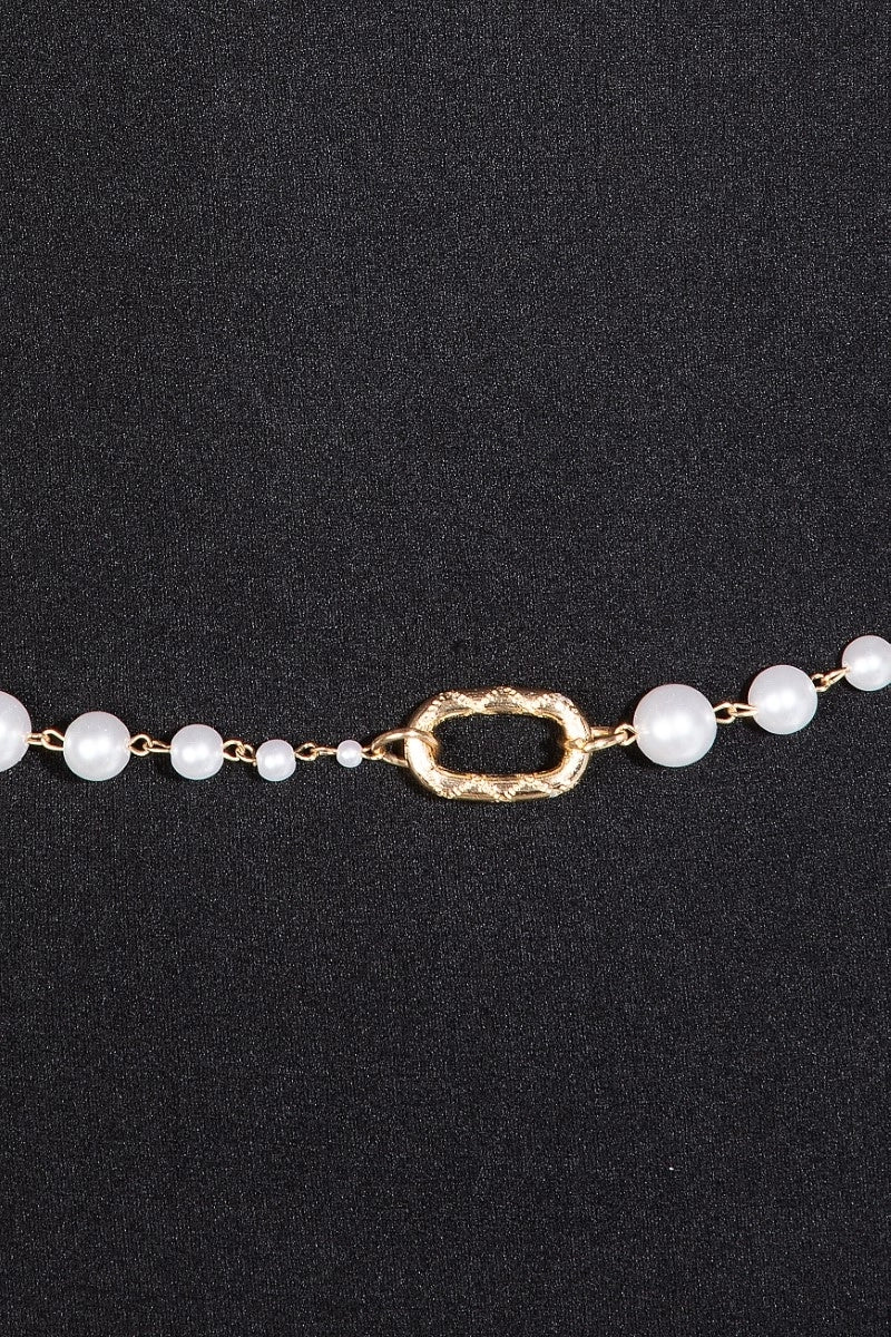 Pearl Beads and Oval Chain Link Chain Belt