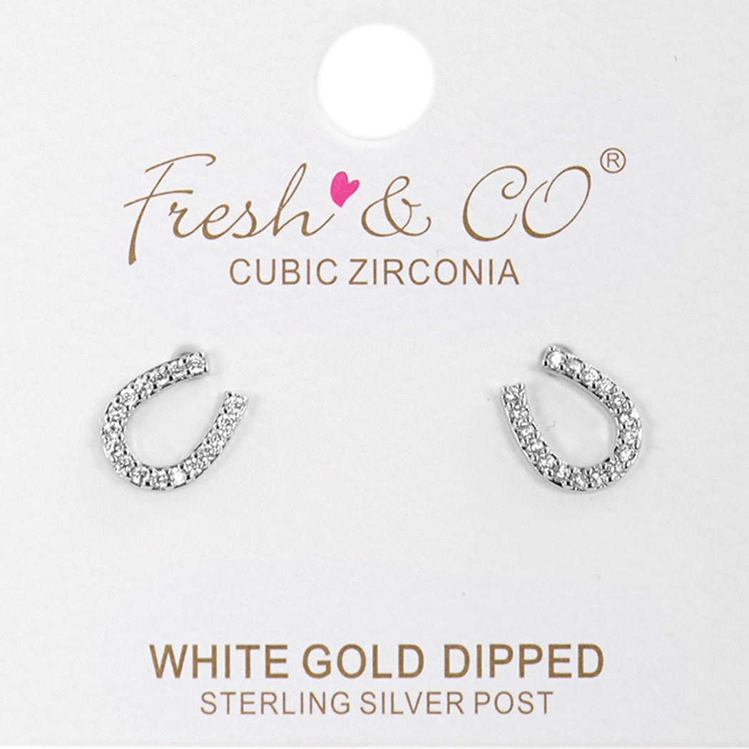 Cz Gold-Dipped Rhinestone Horseshoe Earring