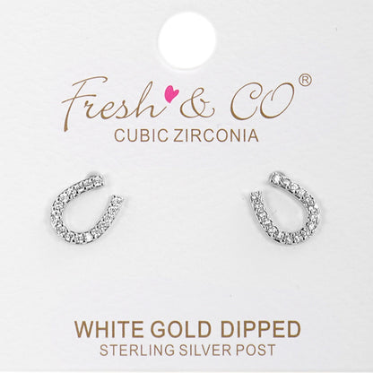 Cz Gold-Dipped Rhinestone Horseshoe Earring