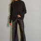 Woven Polyester Spandex Satin High Rise Pants