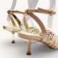 Architectural Multi-Strap Interlaced Vamp Flare Kitten Heel