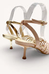 Architectural Multi-Strap Interlaced Vamp Flare Kitten Heel