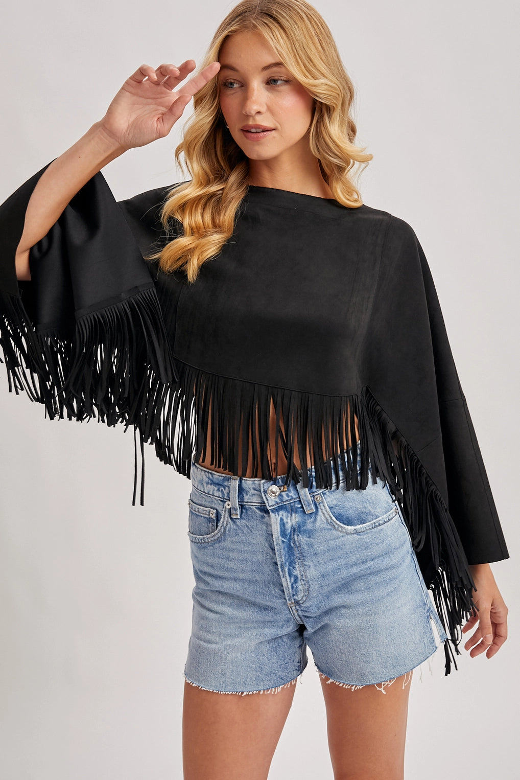 Western Bohemian Suede Fringe Cape