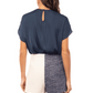Criss Cross Double V-Neck Pleated Blouse