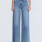 Super High Rise Medium Wash Raw Hem Wide Leg Jeans