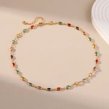 Colourful Oval Zirconia Vintage Necklace