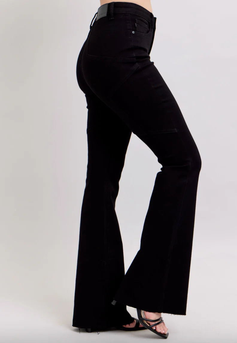 Black Star Seam Detail Flare Jeans