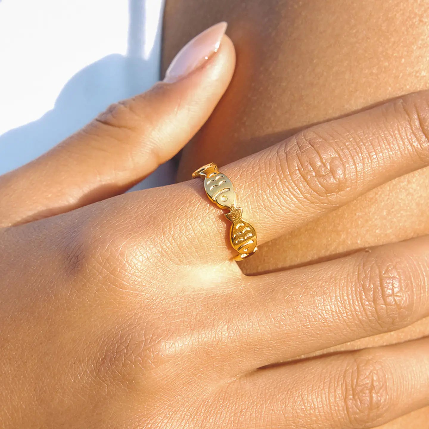 Livia 18K Gold Non-Tarnish Fish Wrap Open Ring