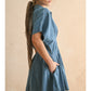 Chambray Denim Button Front w/ Pleat Detail