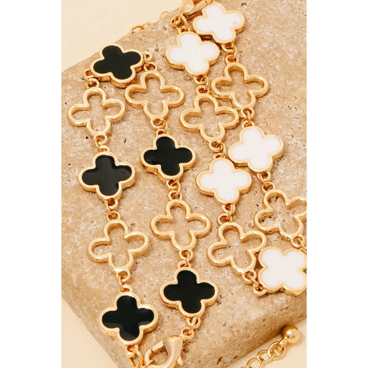 Epoxy and Metallic Clover Chain Bracelet