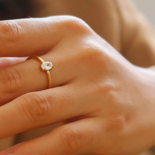 Boris 18K Gold Non-Tarnish Cz Square Thin Ring