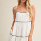 Tape Trim with Shirred Tiered Romper Dress