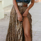Western Floral Print Ruffled Hem High Waist Loose Maxi Skirt