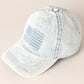 Embossed American Flag Denim Baseball Cap