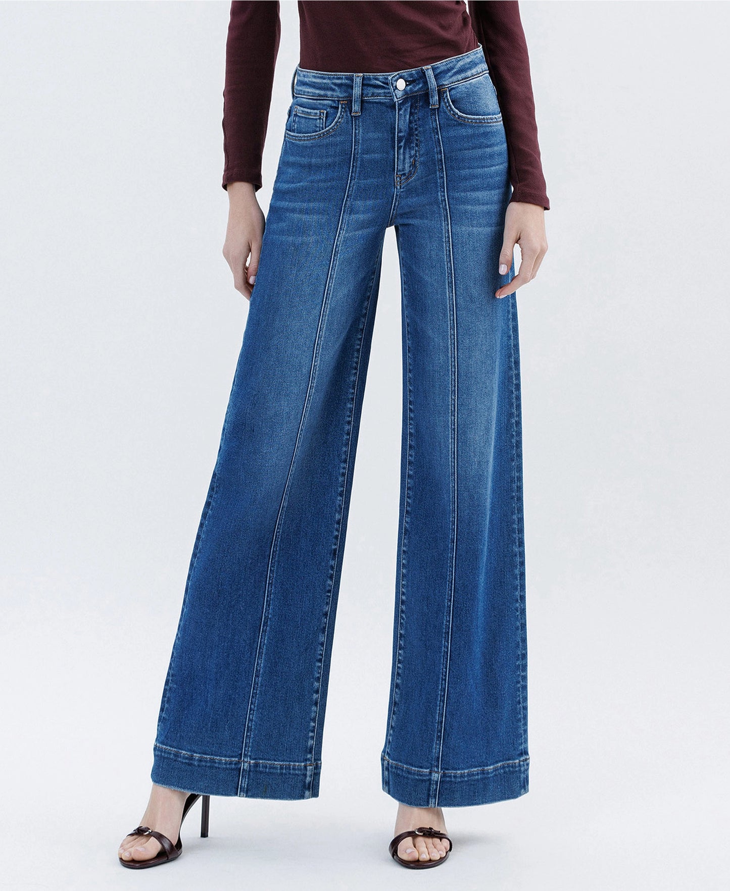 High Rise Trouser Hem Extreme Wide Leg Jeans