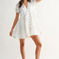 Button-Front Mini Dress with Puff Sleeves