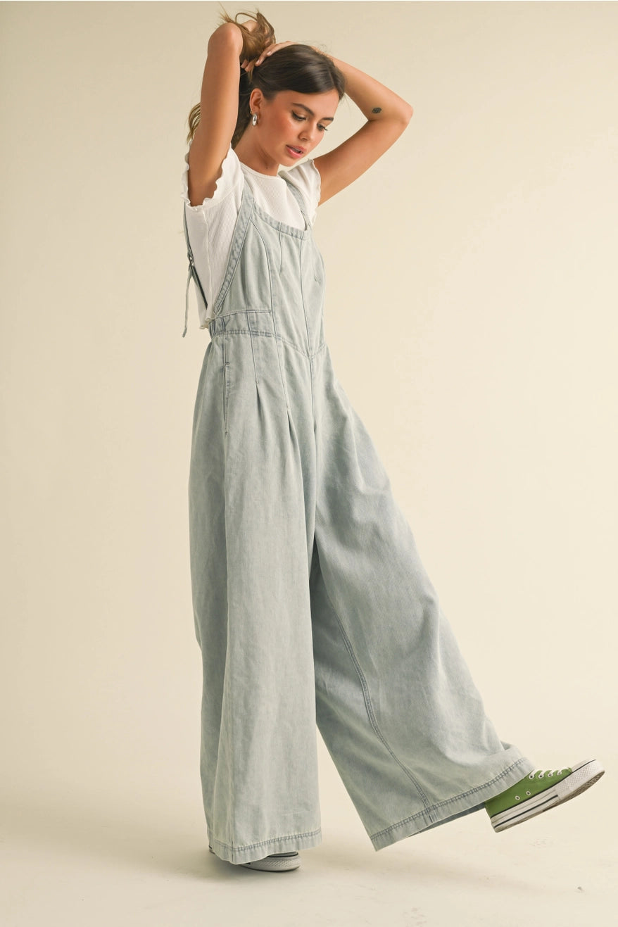 Wide Leg Denim Jumpsuit