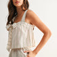 Gingham Print Set with Tie-Front Top and Shorts