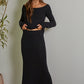 Knit Ribbed Sweater Waist Flare Midi Skirt