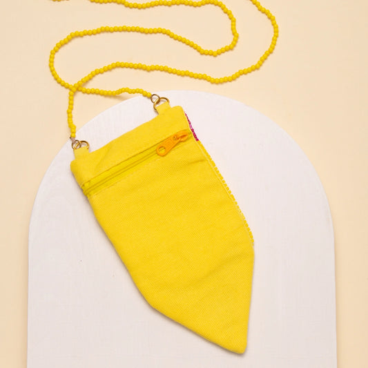Sequin & Seed Beaded Crossbody Smiley Pencil Bag