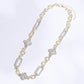 Cz Clover Pendant Multi-Toned Link Necklace