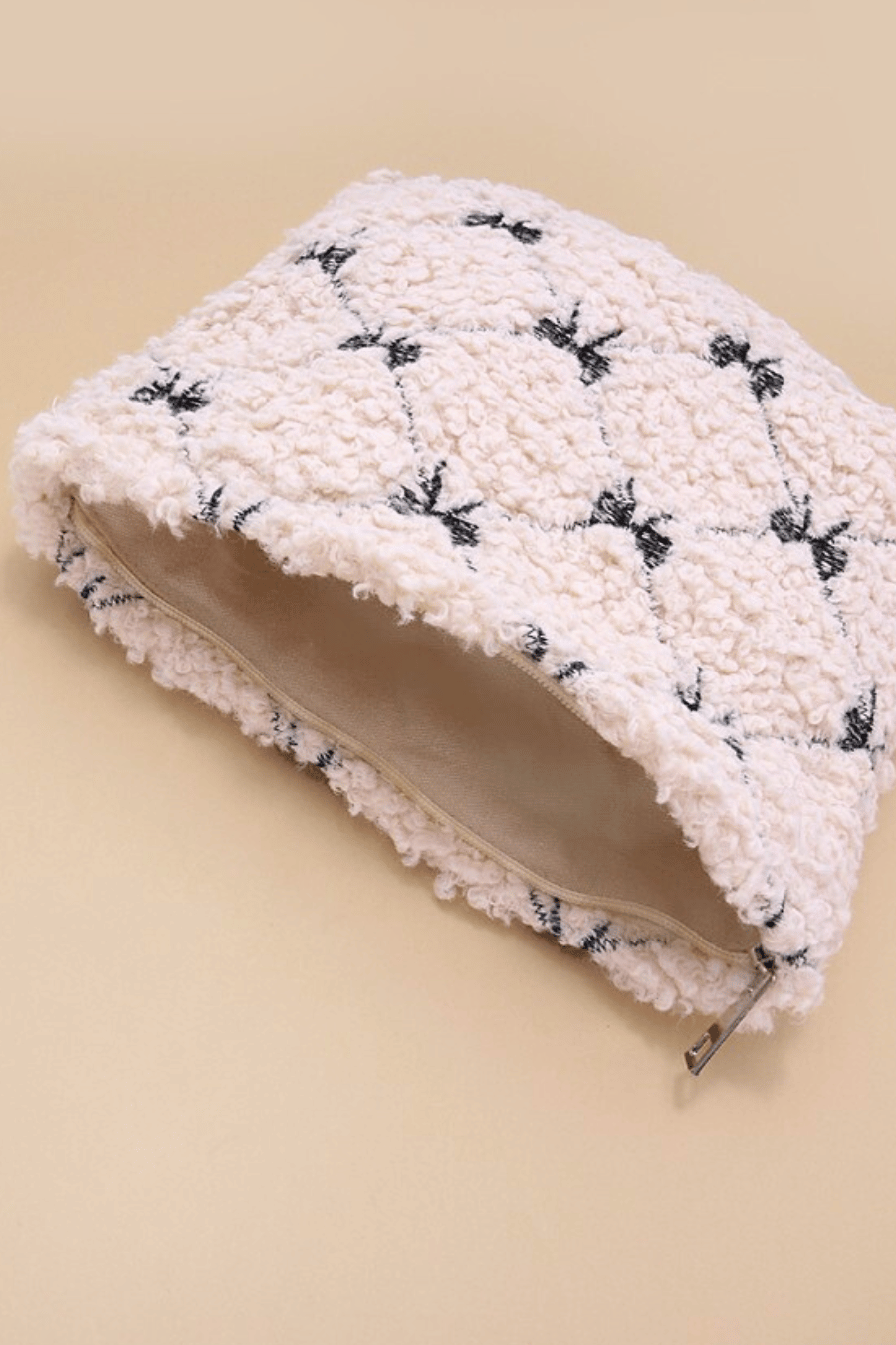 Sherpa Embroidered Bow Pouch