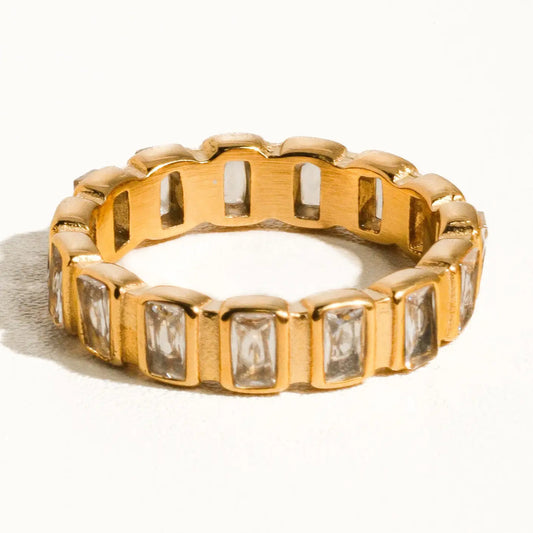Sterling Gold Non-Tarnish Gold Rhinestone Ring
