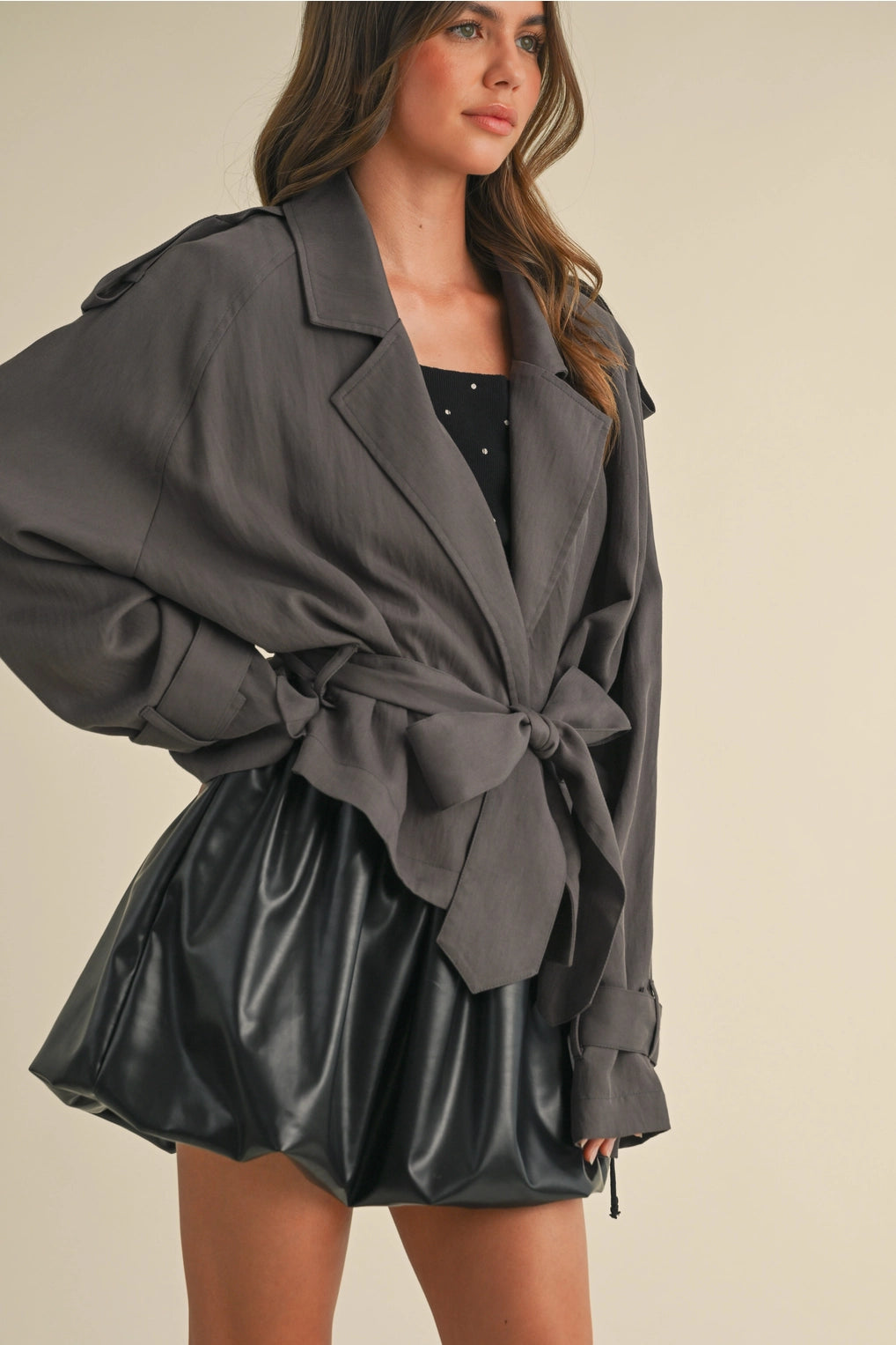 Cropped Light Weight Belted Trench Coat