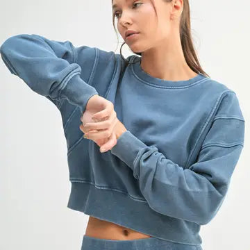 Mineral Wash Luxe Cropped Sweatshirt