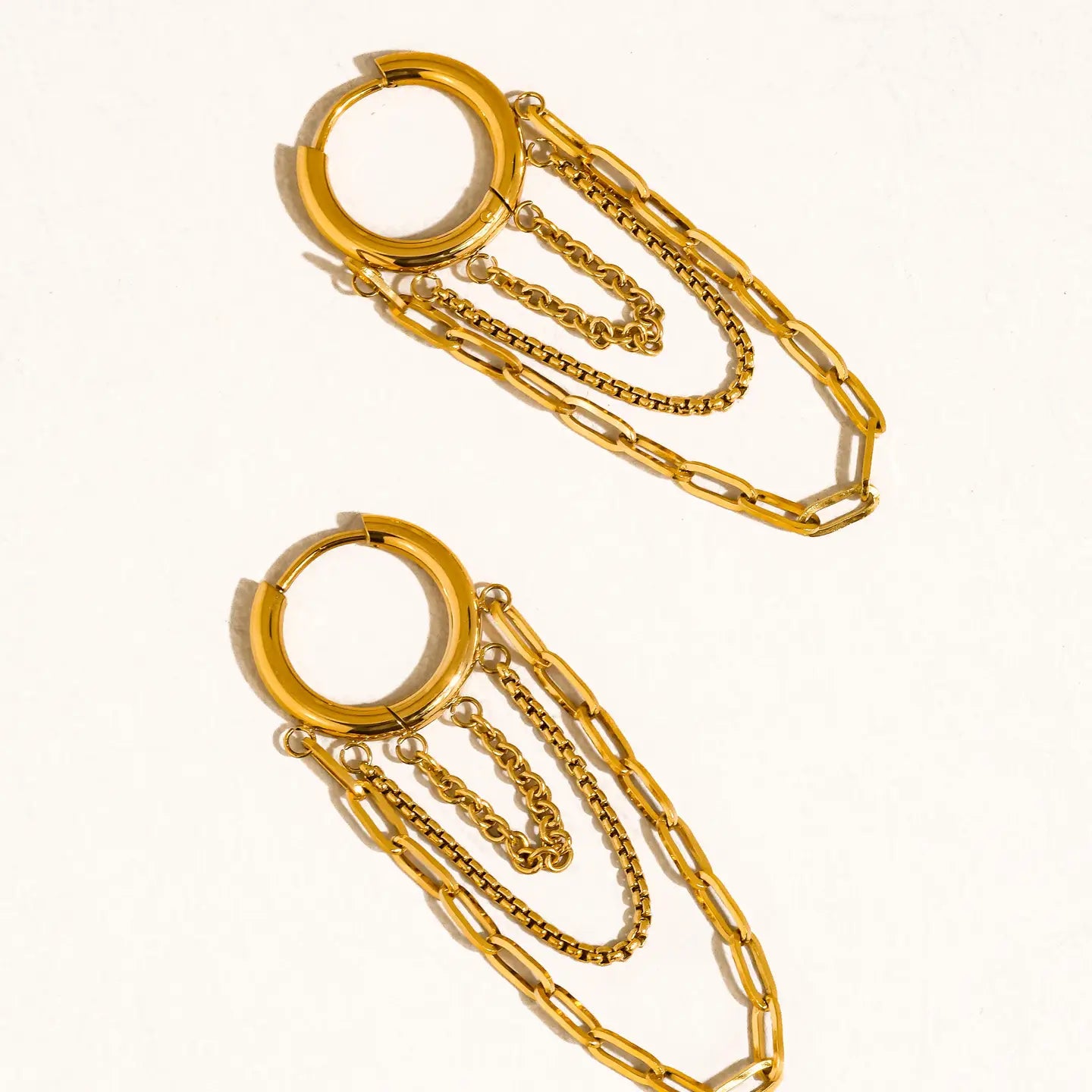 Vianne 18K Gold Non-Tarnish Multi Chain Drop Earrings