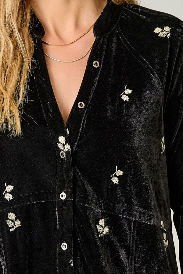 Embroidery Velvet Shirt
