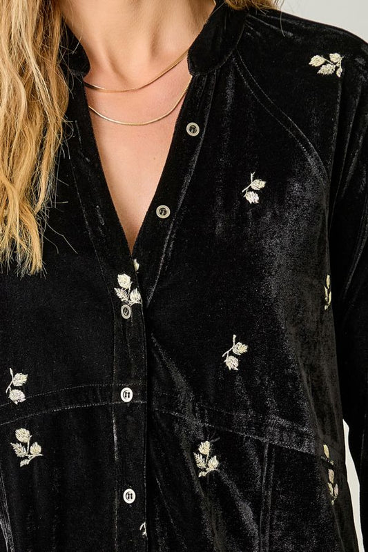 Embroidery Velvet Shirt