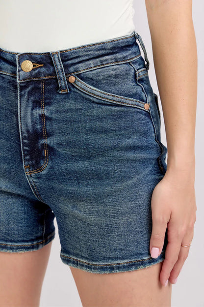 Dark Wash Denim Shield Pocket Shorts