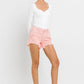 High Rise Slide Slit Frayed Hem Shorts
