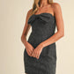 Tweed Strapless Front Bow Mini Dress
