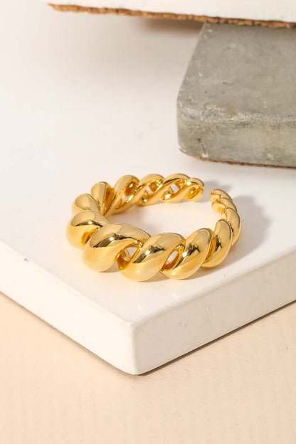 Gold Dipped Smooth Twisted Adjustable Ring