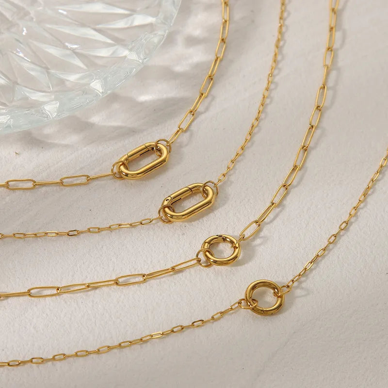 Gold Plated Paperclip Necklaces with Ring For Charms